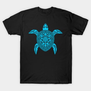 Hmoob Tribal Turtle (Blue) T-Shirt